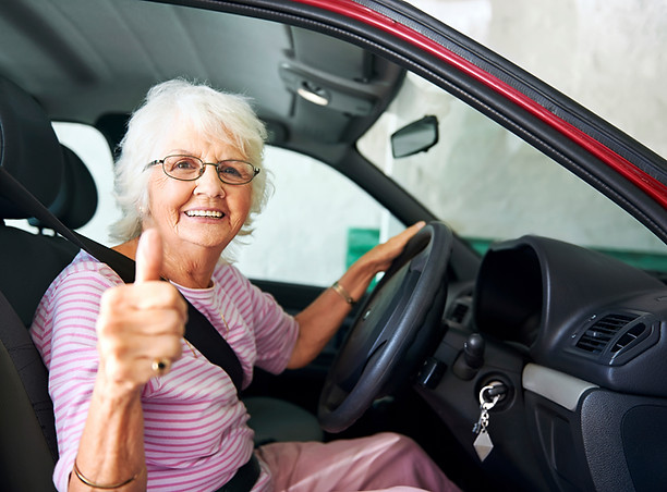 Senior driver completing a driving evaluation